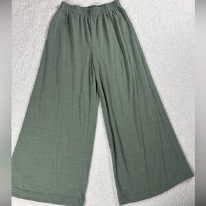 Z Supply x Evereve Green Wide Leg Cropped Pants XS Pull On Elastic Waist